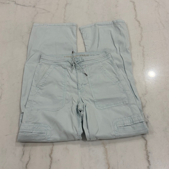 American Eagle Baggy Wide Leg Pants Cargo Sz 0 Regular super light blue - Picture 5 of 10